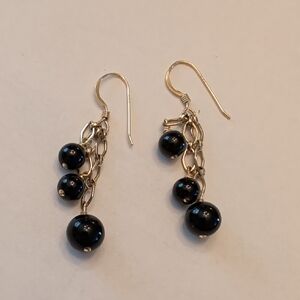 14k Gold Filled Drop Earrings with Black Beads